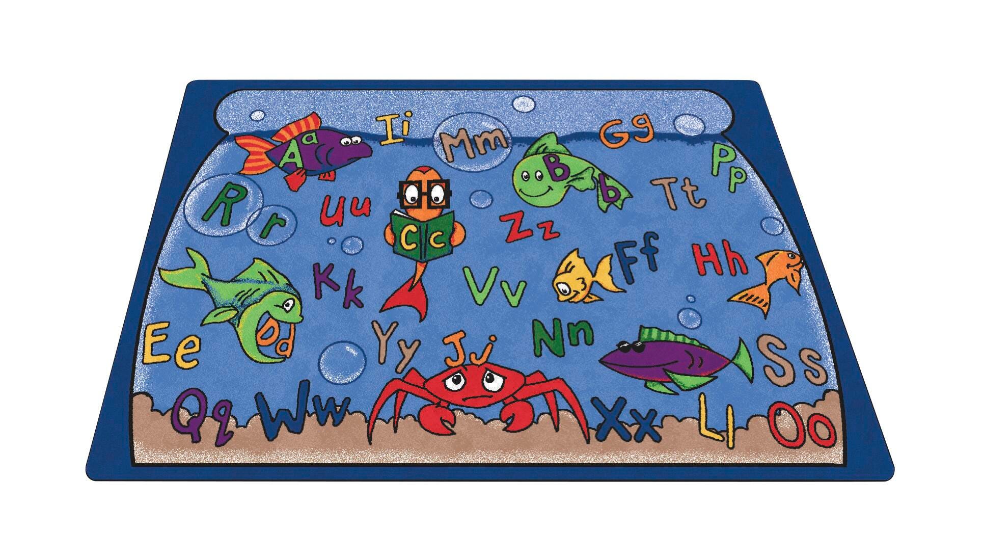 Carpets for Kids Alphabet Aquarium Rug, 4 Feet 5 Inches x 5 Feet 10 Inches, Rectangle, Multicolored, Item Number 081517